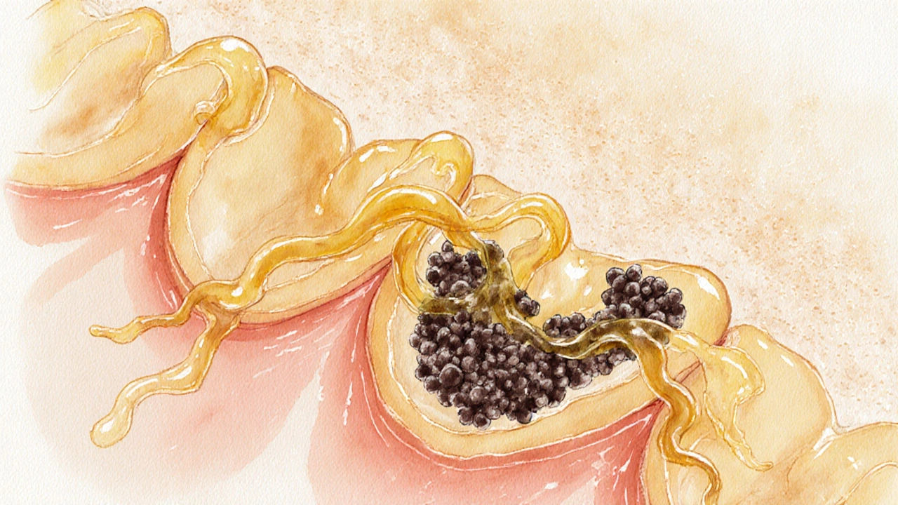 Mikroskopický pohled na bakterie odstraňované kokosovým olejem z povrchu zubů.