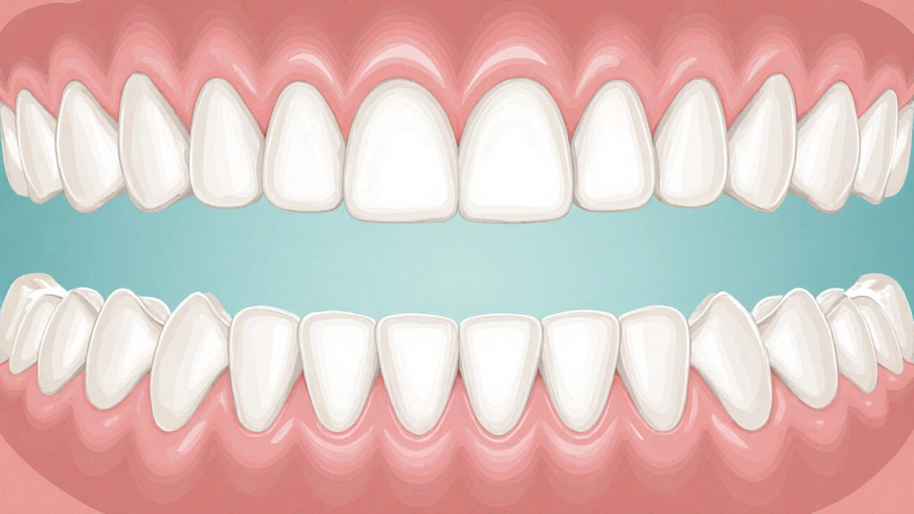 Porovnání zdravého a poškozeného zubního skla po nevhodném bělení.