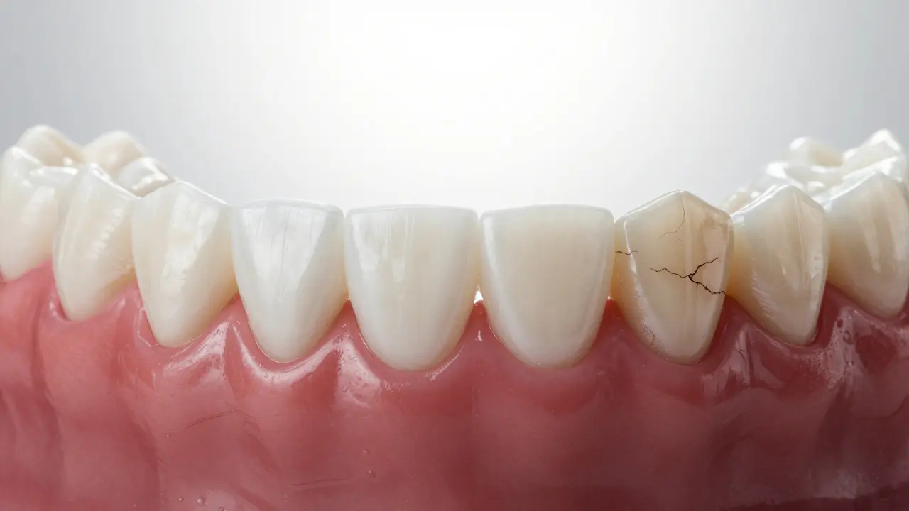 Dva protiklady zubů: bílé vs. zbarvené a poškozené.