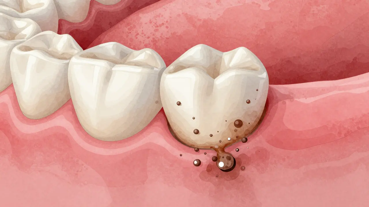 Pod fazetou se hromadí plak a kámen, ohrožují zdraví dásní.