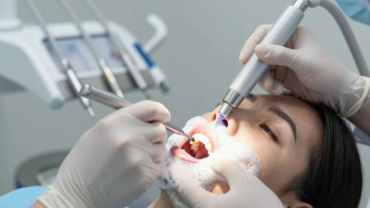 Proč pění peroxid vodíku při bělení zubů laserem?