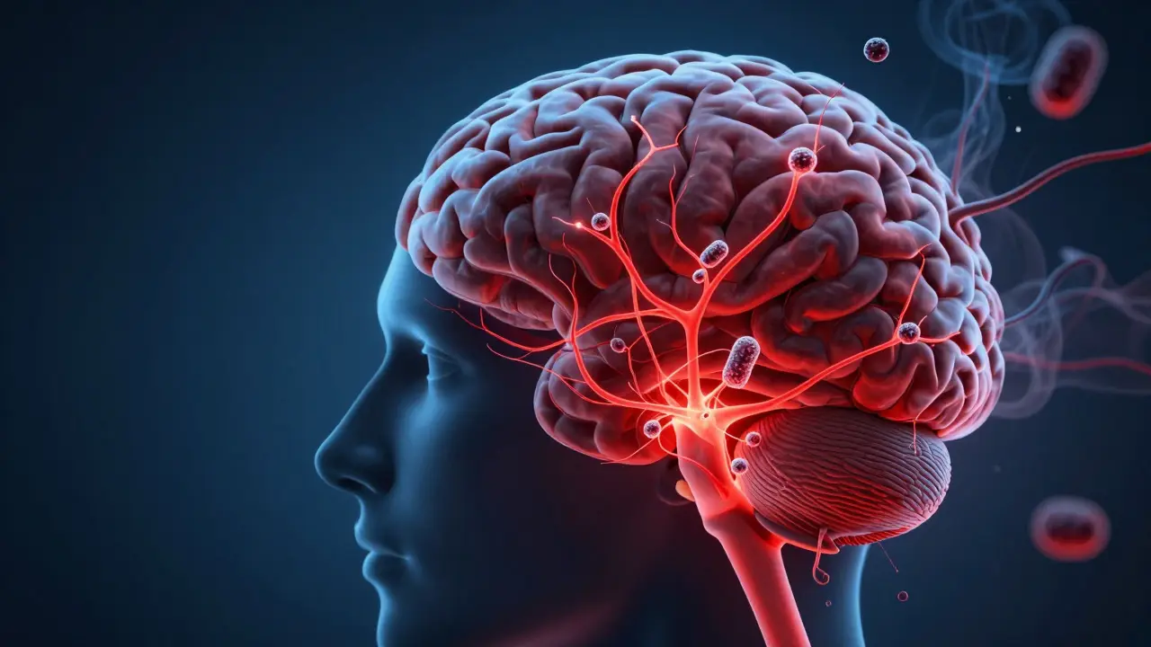 Zánět v ústech ovlivňující mozek skrze toxiny v krvi