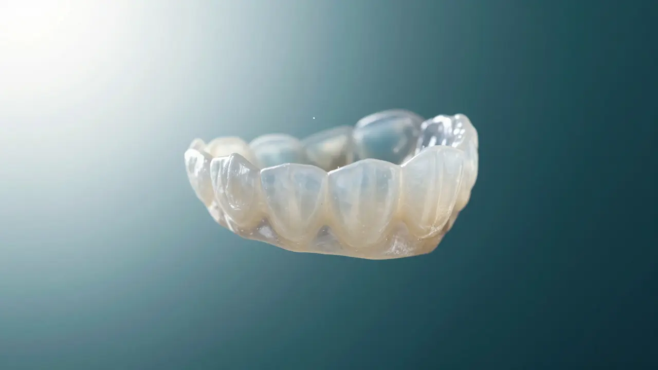 Detailní pohled na průsvitnou celokeramickou fazetu jako symbol estetiky.