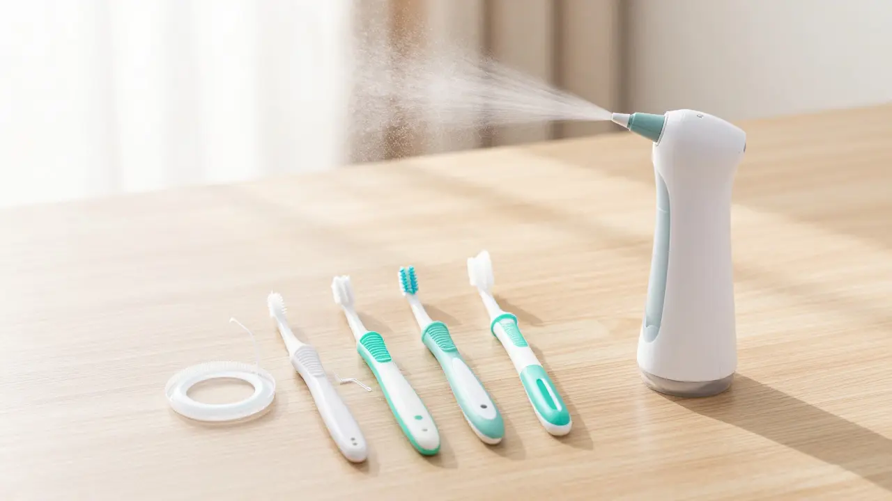 Hygienické pomůcky pro čištění pod zubním mostem