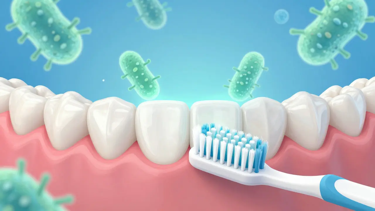 Koncept zdravých dásní a pečlivé ústní hygieny