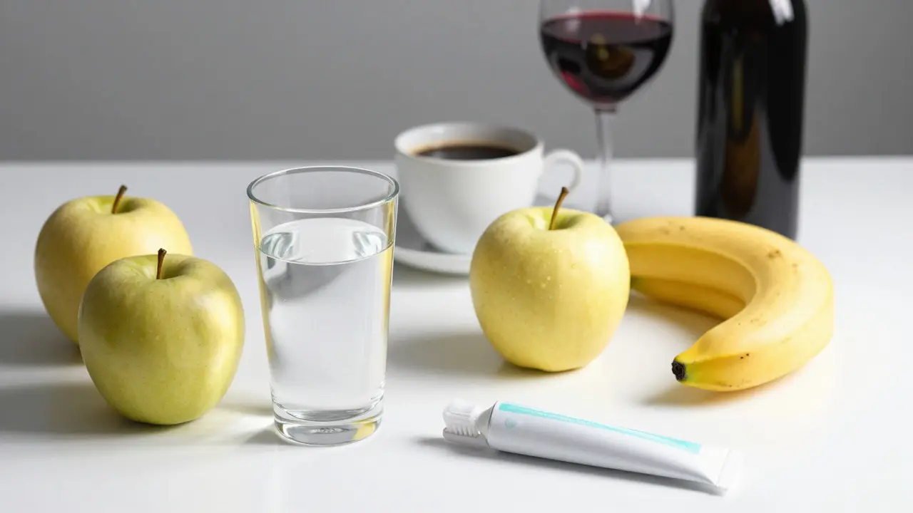 Bílá dieta pro udržení bílých zubů: světlé ovoce proti kávě a vínu